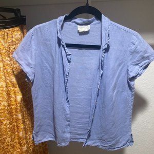 Periwinkle Button Up Linen Tee